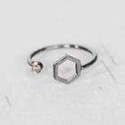 Rhinestone Polygon Open Ring / Star Overlap Ring