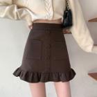 High-waist Ruffle-trim Fish Tail A-line Skirt