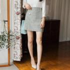Plus Size Inset Shorts Button-front Mini Skirt