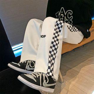 Check Panel Fleece Lined Sweatpants