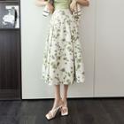 High-waist Flower Pattern A-line Skirt