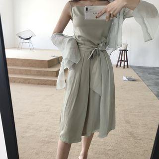 Set: Light Jacket + Strappy A-line Midi Dress