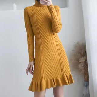 Long-sleeve Mock-neck Mermaid Knit Dress