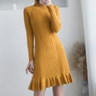 Long-sleeve Mock-neck Mermaid Knit Dress