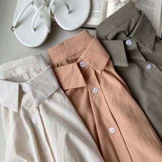 Raglan-sleeve Tie-hem Shirt