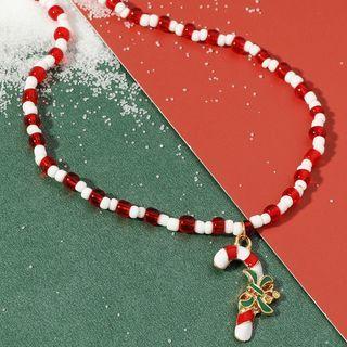 Christmas Necklace 01 - Red & White - One Size