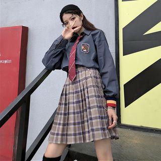 Check Pleated Skirt ( Without Chain )