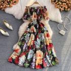 Off Shoulder Floral Print Dress