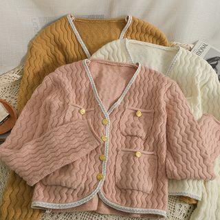 Contrasted Wave-pattern Light Cardigan