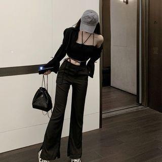High-waist Dress Pants / Cardigan / Camisole Top
