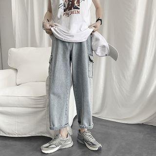 Wide-leg Cropped Cargo Jeans
