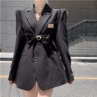 Shoulder Padded Blazer Blazer - Black - One Size