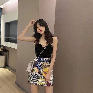 Camisole Top / Printed Mini A-line Skirt