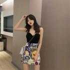 Camisole Top / Printed Mini A-line Skirt