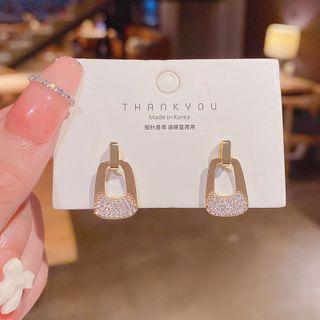 Rhinestone Alloy Dangle Earring E3320 - 1 Pair - Gold - One Size