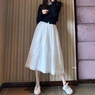 Plain Midi Skirt / Cardigan / Set