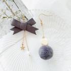 Bow & Pom Pom Non-matching Statement Earring