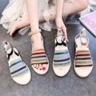 Striped Espadrille Flat Sandals