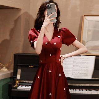 V-neck A-line Cocktail Dress