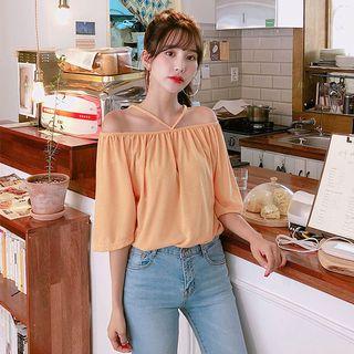 Off-shoulder Halter-strap Top