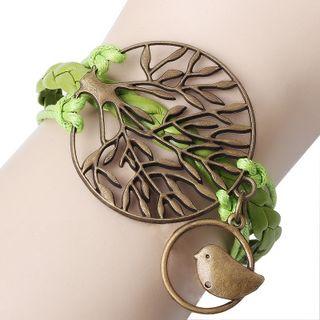 Bird And Tree Layered Woven Bracelet