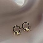 Knot Alloy Hoop Earring 1 Pair - Black - One Size