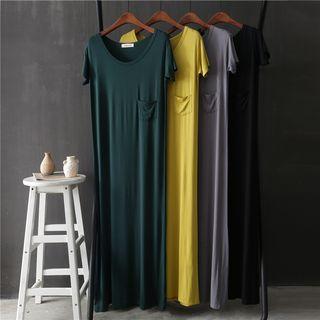 Pocket Detail Short-sleeve Midi T-shirt Dress