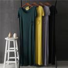 Pocket Detail Short-sleeve Midi T-shirt Dress