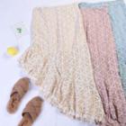 Asymmetric Lace Trim Midi Skirt