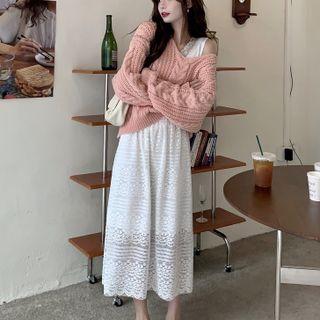 Lace Camisole Top / Midi Skirt / Sweater