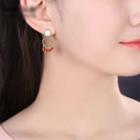Retro Bead Alloy Fringed Earring 1 Pair - Gold & Red - One Size