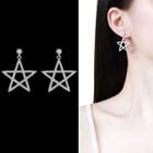Rhinestone Star Dangle Earring 1 Pair - Sterling Silver Stud - Silver - One Size