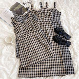 Plaid V-neck Spaghetti-strap Dress (various Designs)