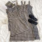 Plaid V-neck Spaghetti-strap Dress (various Designs)