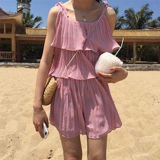Set : Tiered Shirred Sleeveless Top + Shorts