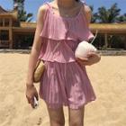 Set : Tiered Shirred Sleeveless Top + Shorts