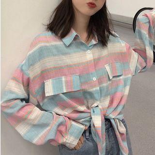 Striped Shirt Plaid - Blue & Pink - One Size