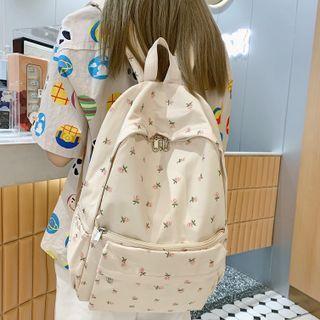 Floral Print Backpack White - One Size