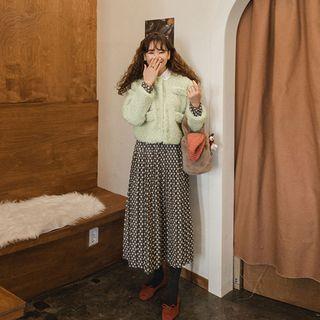 Round-neck Fleece Jacket Mint Green - One Size