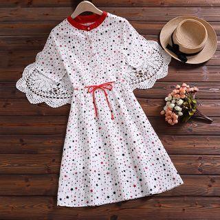 Star Print Short-sleeve Mini A-line Dress