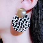 Print Disc Dangle Earring 1 Pair - Brown - One Size