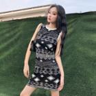 Patterned Sleeveless Knitted Dress