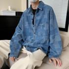 Long Sleeve Pocket Front Check Denim Shirt