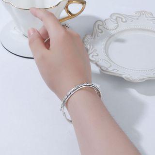 Layered Sterling Silver Bangle 1pc - Silver - One Size