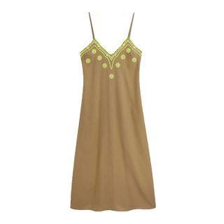 Spaghetti-strap Embroidered Mini A-line Dress
