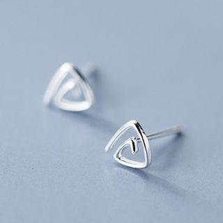 925 Sterling Silver Triangle Earring S925 Silver - Stud Earring - Silver - One Size
