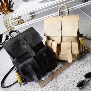 Pocketed Faux Leather Backpack