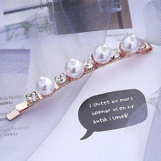 Pearl & Rhinestone Hair Pin - Gold Gold - One Size