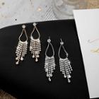 Rhinestone Fringe Drop Earring E2817-1 - 1 Pair - Gold - One Size