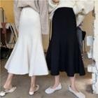 High-waist Plain Fish Tail Midi Skirt